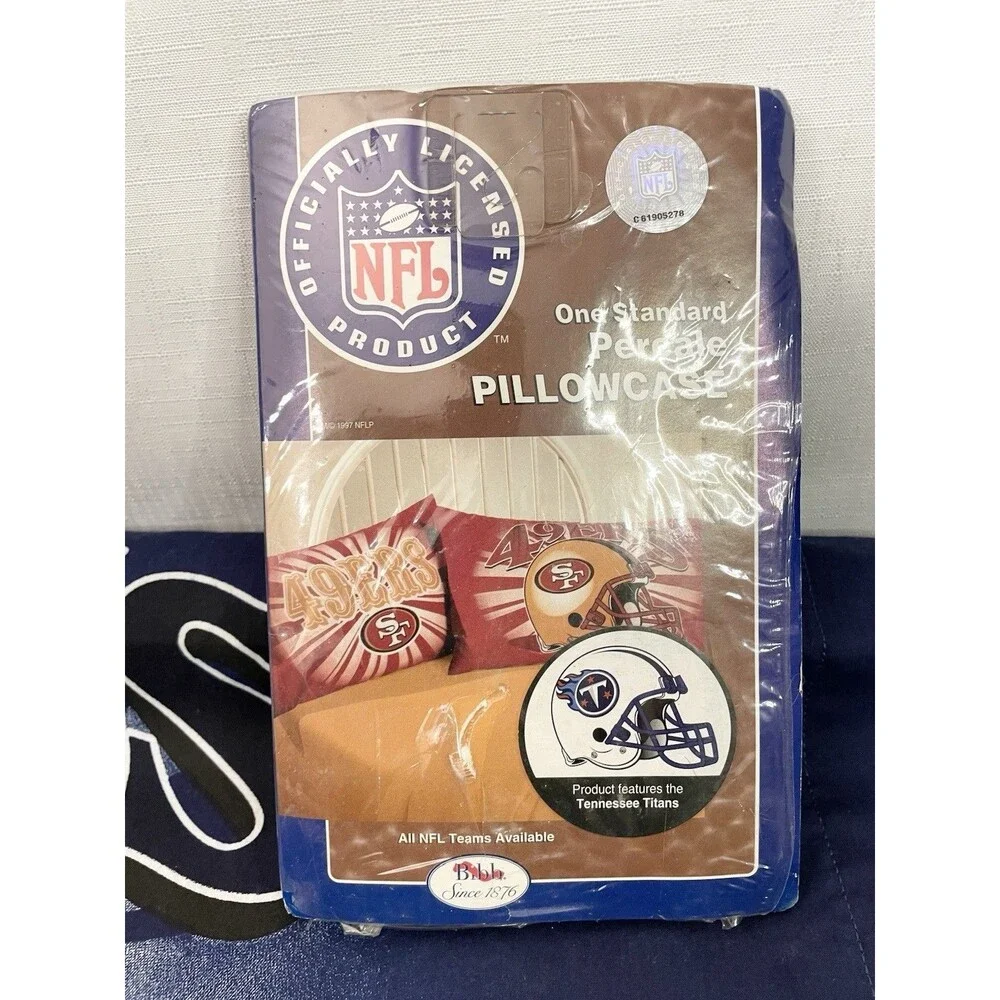(2) Lot NFL Tennessee Titans Pillowcases Blue 29x19 Football Logo One Washed